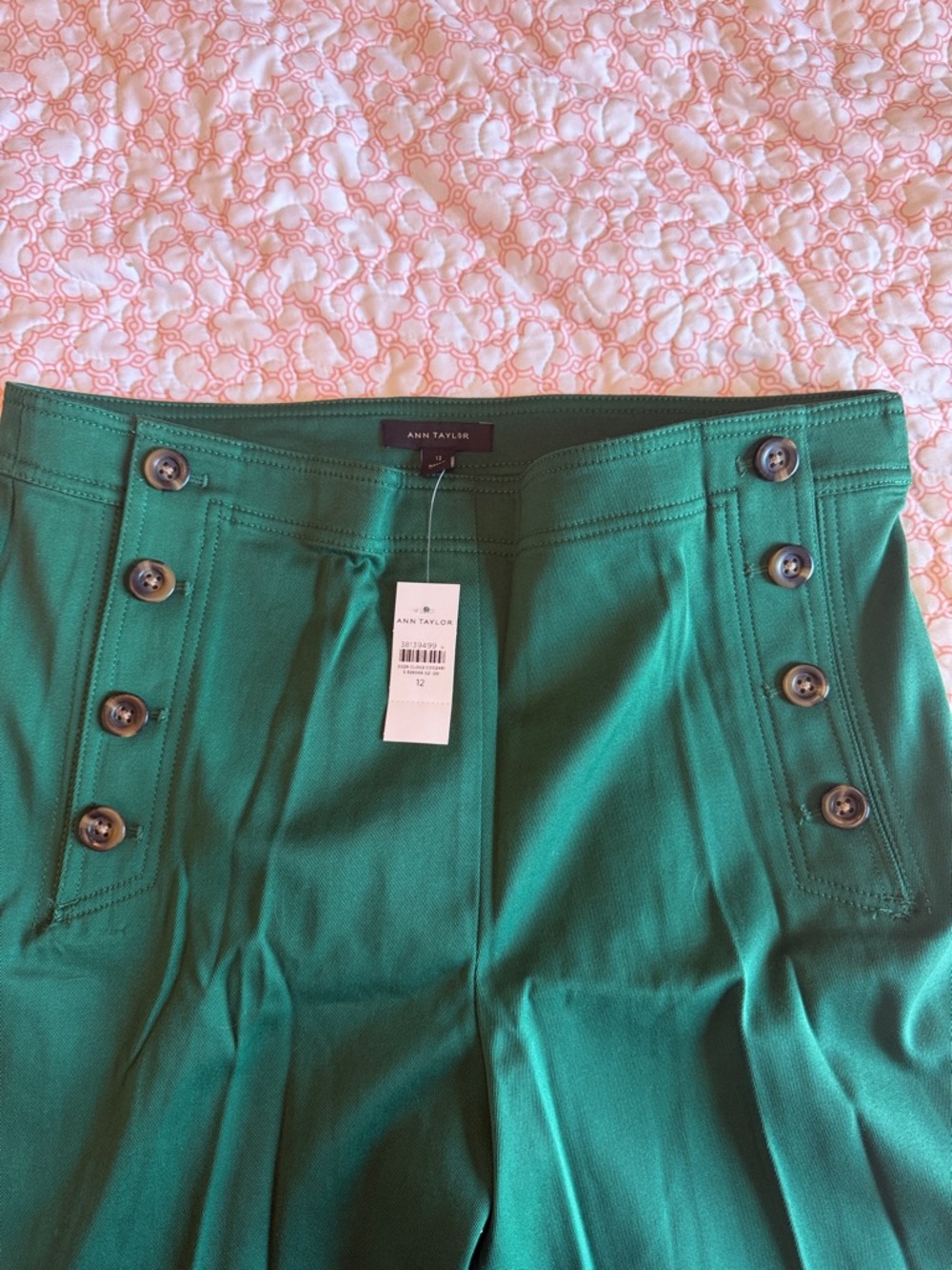 Ann Taylor Emerald Green Wide-Leg Sailor Pants - Picture 2 of 4
